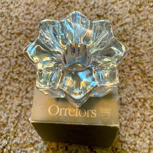 Orrefors Sweden crystal glass candle holder star Christmas